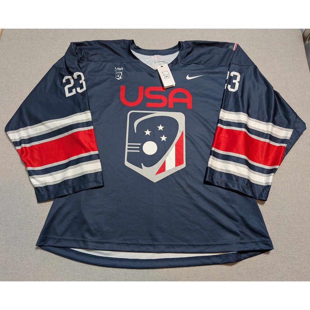 Nike Team USA Lacrosse LAX Box Jersey 2023 Men's Large Navy Blue Sample NWT